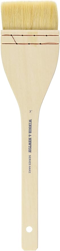 Winsor & Newton Hake Wide Flat Wood Handle Brush-3", 3",White