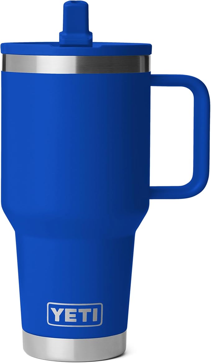YETI Rambler 30 oz Travel Mug with Flip Straw Lid – Stainless Steel, Vacuum Insulated, Leakproof, Cup Holder Friendly, Royal Blue