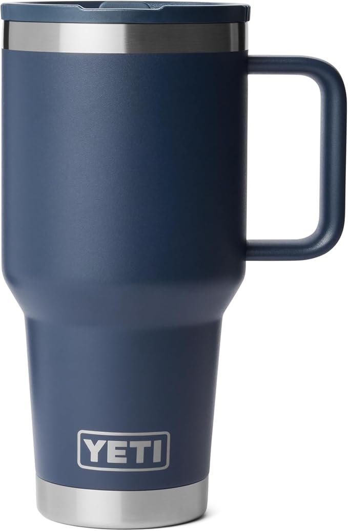YETI Rambler 30 oz Travel Mug with Flip Straw Lid – Stainless Steel, Vacuum Insulated, Leakproof, Cup Holder Friendly, Navy