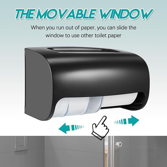Maxcheck 2 Pcs Commercial Toilet Paper Dispenser Wall Mount Double 2 Roll Locking Toilet Paper Holder Compact Side by Side Design Tissue Papers Dispenser for Bathroom Office Public Spaces