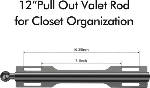 12" Valet Rod for Closet Pull Out (1 Pack, Black)