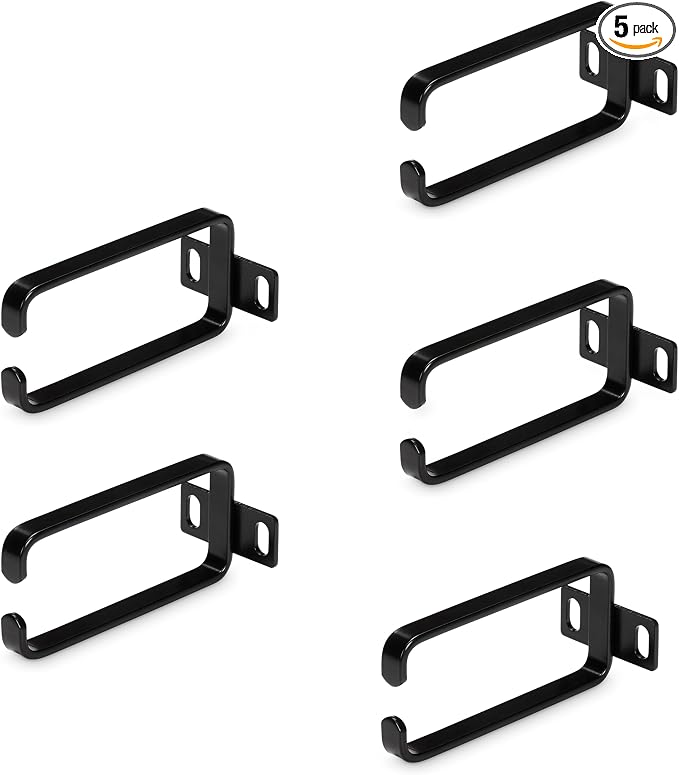 StarTech 5-Pack 1U Vertical 1.8 x 3.9in Cable D-Ring Hooks (CMHOOK1UN5PK) | 4.5 x 10cm steel rings, Fit 2 and 4-post 19in and 10in racks, Wide front opening, EIA RS-310-D, Bulk value