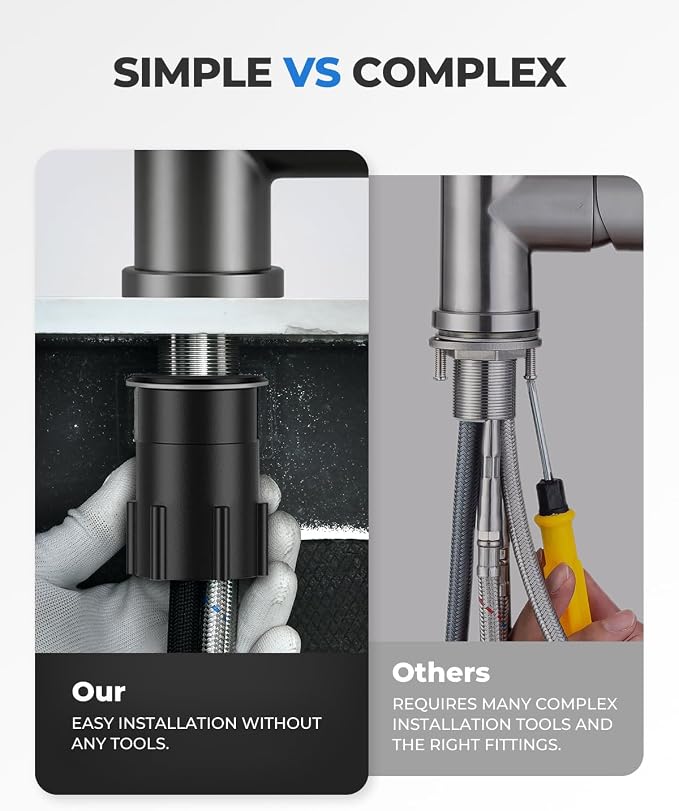 WEWE Kitchen Faucets with Pull Down Sprayer, Stainless Steel Single Handle 1 Hole for Family Kitchen Commercial Camper Laundry Rv Bar, Matte Gray