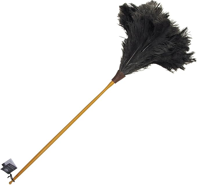 Redecker Premium Ostrich Feather Duster – 43-Inch Waxed Beechwood Handle, Ultra-Soft Natural Feathers for Professional or Luxury Home Cleaning