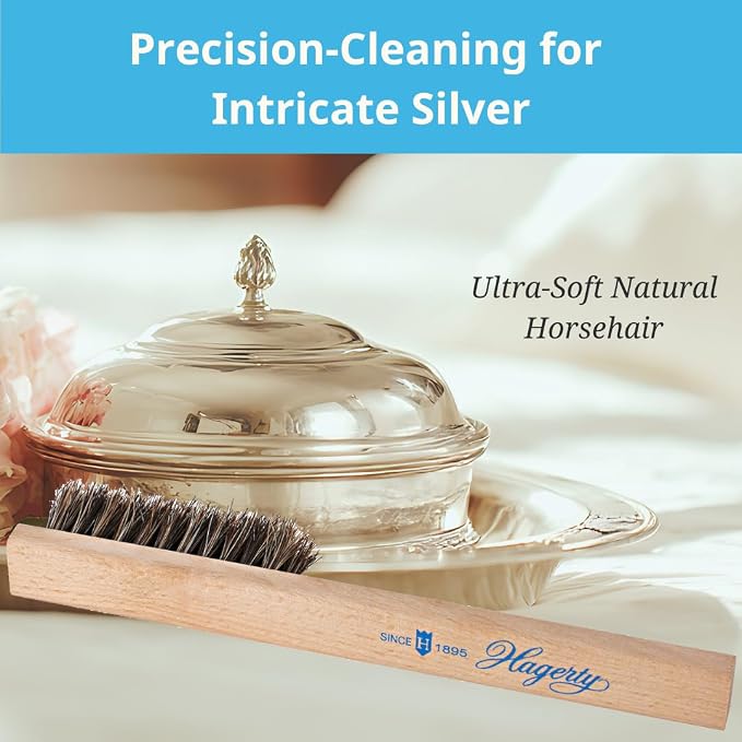 Hagerty Complete Silver Care Kit – 4-Piece Set with Silver Polish, Silver Foam, Polishing Cloth & Brush – Removes Tarnish, Cleans & Protects Sterling Silver and Silver Plate
