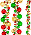 Whaline Christmas Ball Garland Ball Ornament 6ft Bauble Garland Christmas Tree Ball Decoration Shatterproof Ball Ornaments for Xmas Party Supplies, Indoor Outdoor Home Office, Red Green Gold