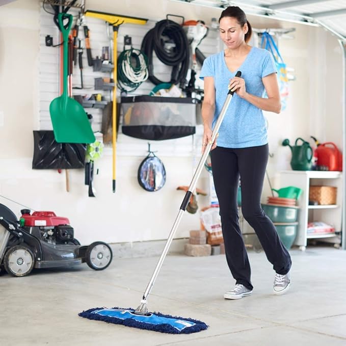 Nine Forty 48" Premium Nylon Dust Mop- Heavy Duty Mop Head for Industrial, Commercial, and Residential Cleaning - Dry Floor Duster for Hardwood Surfaces and Commercial Applications - Blue