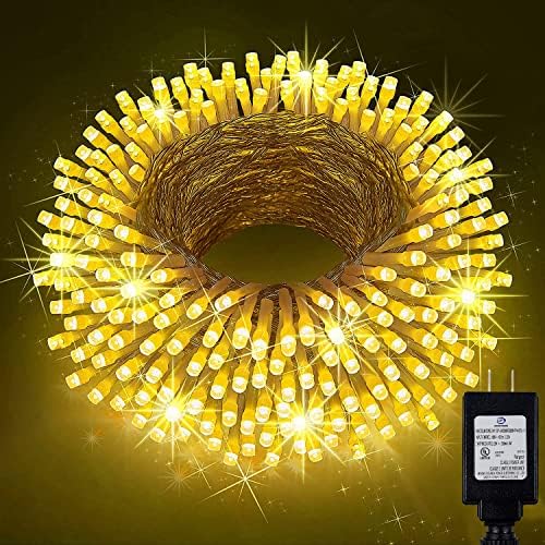 KNONEW 197FT 500 LED Christmas Lights Outdoor String Lights 8 Modes & Memory Fairy Light Plug in Waterproof LED String Lights for Xmas Yard Tree Wedding Party Holiday Decorations (Warm White)