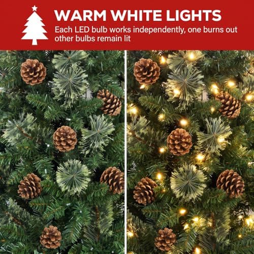6ft Pre-Lit Slim Christmas Tree,150 Warm White & Multi-Color Lights