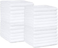 Amazon Basics Fast Drying Cotton Washcloths for Bathroom, Machine Washable, Soft and Highly Absorbent, 12 x 12 in, White, 24-Pack