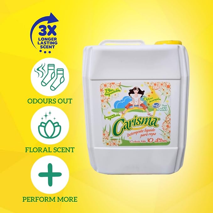 Carisma Fabric Softener Liquid - Floral Fresh Scent, Eliminates Tough Odors - Safe for All Fabrics & Washers - 10 Litre