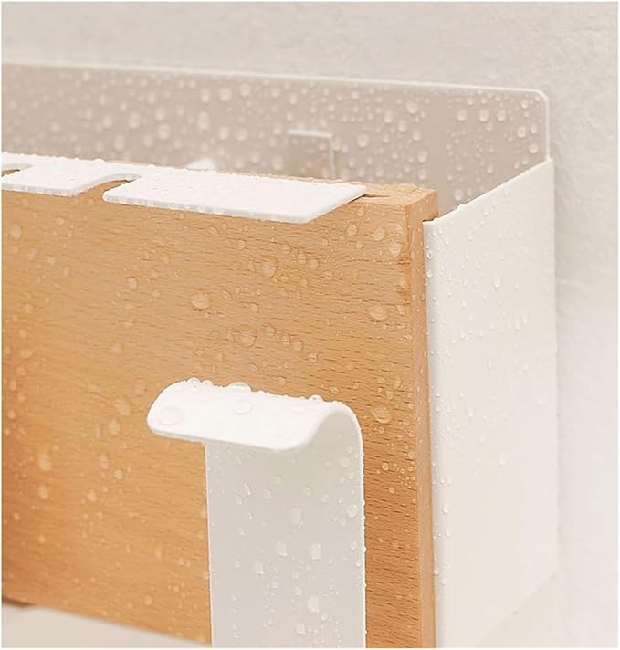 Toothbrush Rack Aviation Aluminum Wall-Mounted Toothbrush Holder Solid Wood Hanging Toothpaste Holder Bathroom Multi-Function Storage Box Bathroom Toothbrush Holder(S15.5cm)