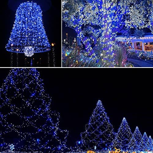 weillsnow Outdoor Christmas Decoration,66 FT 200 LED String Lights with Timer Memory Function,Plug in Waterproof Fairy Lights for Indoor Outdoor Home Room Garden Christmas Party Decor(Blue&White)