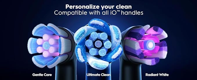 Oral-B Rechargeable Electric Toothbrush, iO9 Genius, 7 Cleaning Modes, Interactive Display, Charging Travel Case, Visible Pressure Sensor, 4 Brush Heads, White Alabaster