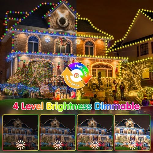 SAUIRS 403FT 1000 LED Christmas Lights Outdoor String Lights with 8 Modes Timer Waterproof Fairy Light Plug in for Outside Indoor Party Xmas Palm Tree Yard Wedding Decoration(Warm White to Multicolor)