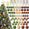 Hollowfly 95 PCS Velvet Christmas Tree Decor Set, Green, Brown, Khaki