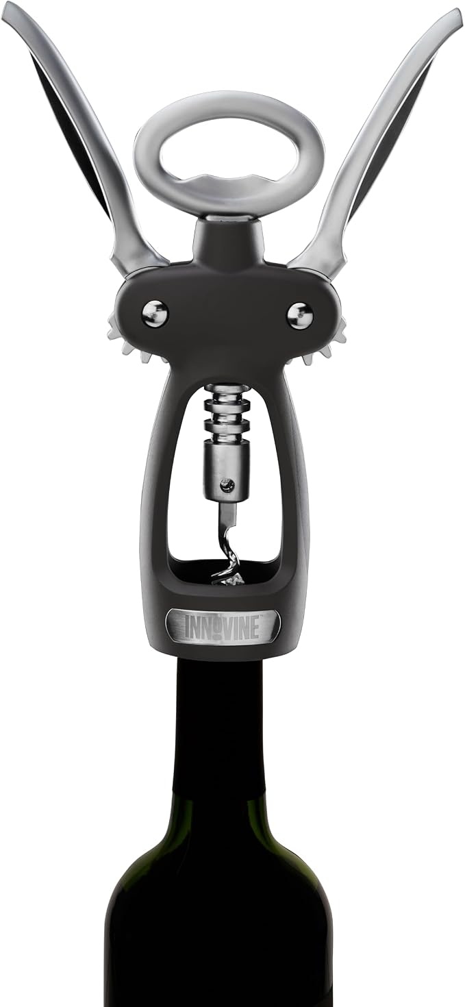 Innovine Pro Winged Corkscrew 3-Piece Wine Gift Set – Winged Corkscrew, 6-Blade Foil Cutter & Drip Stop Pour Spout – Easy Cork Removal, Foil Cutting, Drip-Free Pouring – Ideal for Home Bar & Gifting