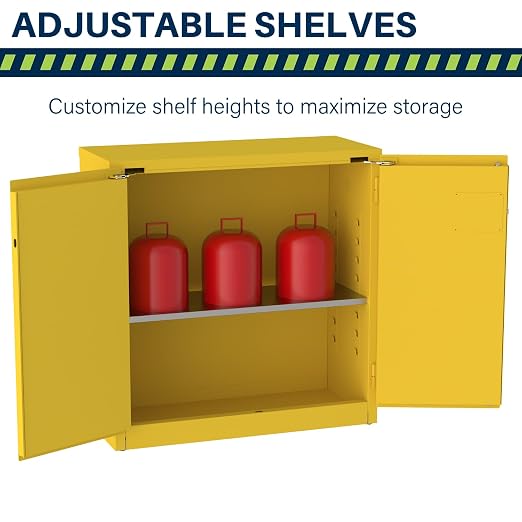 Jamco 30 Gallon Steel Flammable Safety Cabinet, Self-Closing Doors, Yellow | All-Welded Double-Wall Steel Flammable Storage Cabinet, Lockable Doors, 43"W X 18"D X 44"H, Osha & Fm Certified, Made In Usa