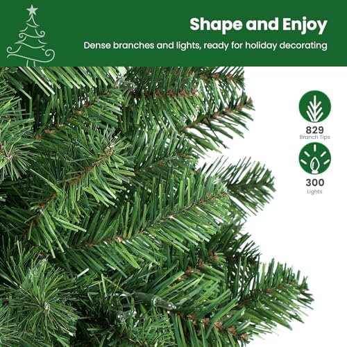 SHareconn Prelit Artificial Pencil Christmas Tree 7.5FT & Warm White Lights