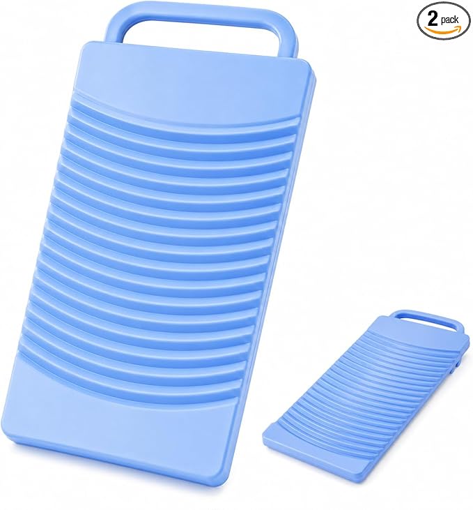 2-Pack Japanese Plastic Washboard, Made in Japan Laundry Wash Board for Hand Washing Clothes, Portable Scrub Board for Socks, Underwear, Baby Clothes, Travel & Camping, 13 x 6 Inch