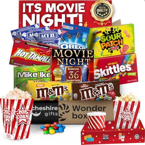 Movie Night Gift Basket - Movie Night Supplies, Candy & Popcorn Gift Set