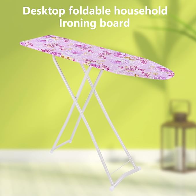 Ironing Board, Height Adjustable Smooth Edge Good Load-Bearing Non-Slip Wear Resistant Ironing Clothes Extra-Wide Clothes Ironing Board with Folding Legs (Flowers)