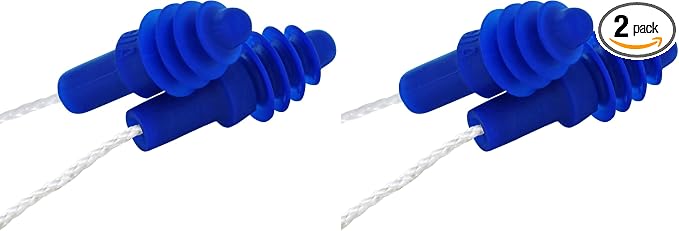 Howard Leight by Honeywell Airsoft Flanged Reusable Earplugs with White Nylon Cord, 100-Pairs (DPAS-30W) (Pack of 2)
