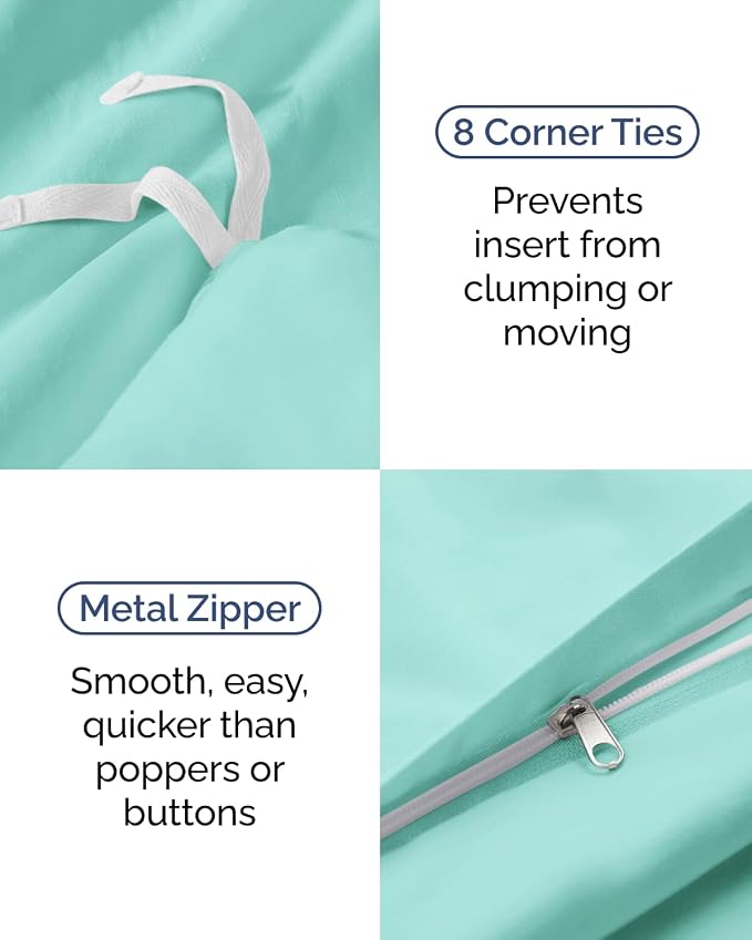 Duvet Cover Twin/Twin XL Size Set - Extra Soft Twin/Twin XL Duvet Cover 68" x 90" with 1 Pillow Sham for Women, Men, Kids & Teens - Comfy, Easy-Care & Fade Free w/ Zipper Closures & Ties (Spa Blue)