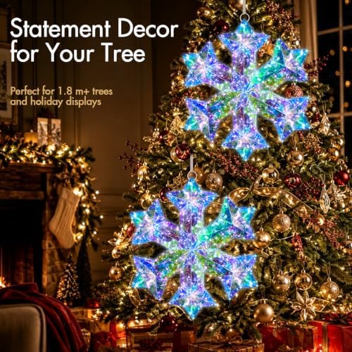 Nuanchu 2 Pcs 15" LED Christmas Snowflake Light Decor, Exotic Fantasy Wood