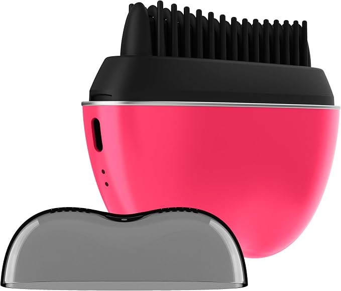 Conair Ceramic Ionic Smoothing Brush, Portable Frizz Control Styling Brush for Shine, 2 Heat Settings up to 360°F, USB-C Rechargeable, Travel-Friendly with Protective Cover, Hot Pink/Black, CR80