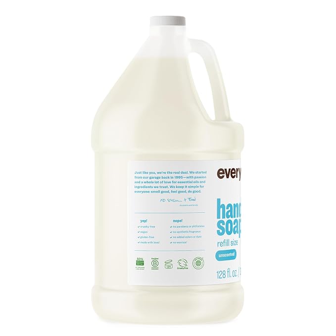 Everyone Liquid Hand Soap Refill, 1 Gallon, Unscented, for kitchen and bathroom