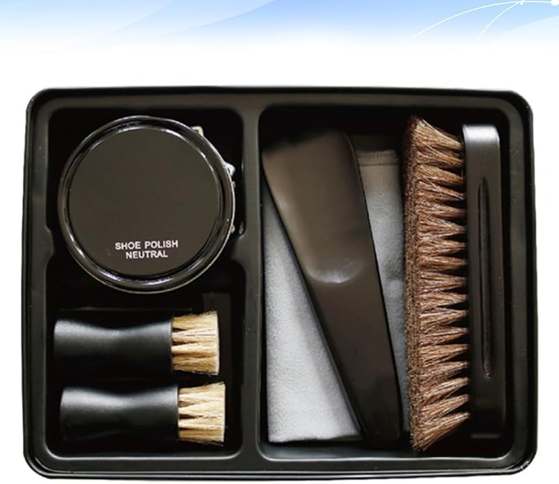 Black Shoe Polish Care Kit for Shoes and Boots and Polishing Brush Lightweight and Portable for Men and Women