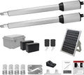 X X-HOUSE C05 Automatic Gate Opener with Solar Panel & Batteries for Light to Medium Duty Dual Swing Gates Up to 770lb per Arm Electric Gate Opener with 2 Remotes Complete Kit Solar Powered