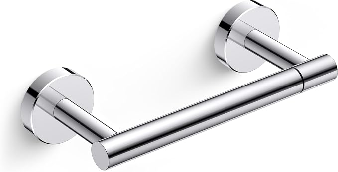 FORIOUS Toilet Paper Holder Wall Mount, Stainless Steel Rustproof Double Post Pivoting Tissue Roll Holder for Bathroom, Commercial Toilet Paper Dispenser, Chrome
