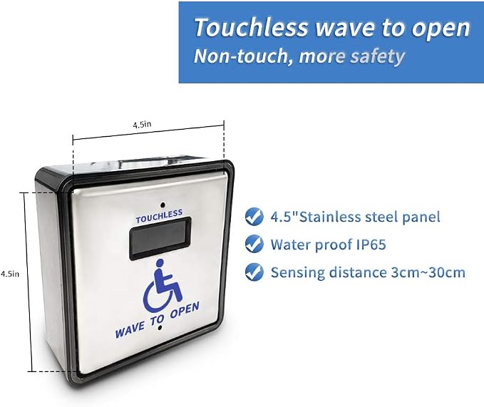 Handicap Door Opener Contactless Wireless Door Opener with 2pcs Touchless Wireless Wave Handicap Sensor Switches Olide-512N,Compatible for Alexa,Phone APP Control Available