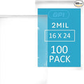 GPI - 16" x 24" Extra Large Reclosable Zip Bags - Pack of 100-2 Mil Thick, Clear Plastic Zipper Lock Bags, Strong & Durable Resealable Poly Baggies For Clothing, Travel, Storage & Packaging.