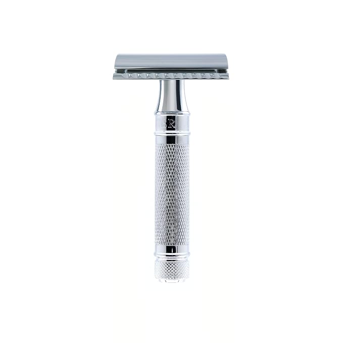 Edwin Jagger DES89KN Short Handled Classic Double Edge Manual Eco-Friendly and Reusable Safety Razor for Men and Women for Shaving Cream or Soap Fits All DE Razor Blades (Knurled)