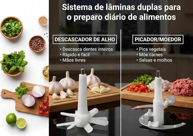 Electric Garlic Peeler & Chopper 300W – Automatic Garlic Peeler Machine with 2L Jar & Dual Blades, Electric Garlic Mincer, Vegetable Chopper & Silicone Garlic Peeler Skin Remover Tool