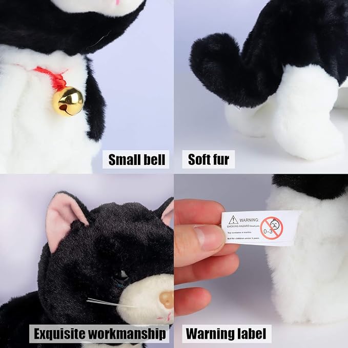 Smalody Interactive Plush Toys, Novelty Sound Control Mechanical Cat Electronic Pets Robot Cat Gift for Children (Black)