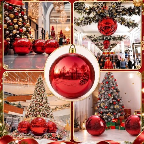 Threan 12 Inch Large Red Shiny Christmas Ball Ornaments for Christmas Tree