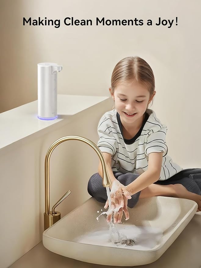 SUNLY Automatic Foam Soap Dispenser, 0.2s Fast Sensor, USB-C Rechargeable, Smudge-Resistant Stainless Steel, Touchless Liquid & Foaming Soap Dispenser for Bathroom, Kitchen, Hotel, White