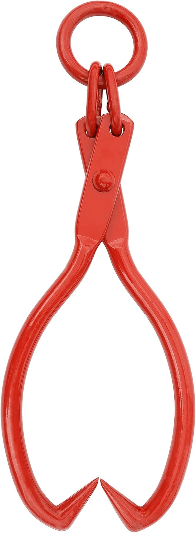 Skidding Tongs – 25-inch Log Grabber with Ring for Connecting with Chain – Logging Tools for Forestry, Timber, and Firewood by Earth Worth (Red)