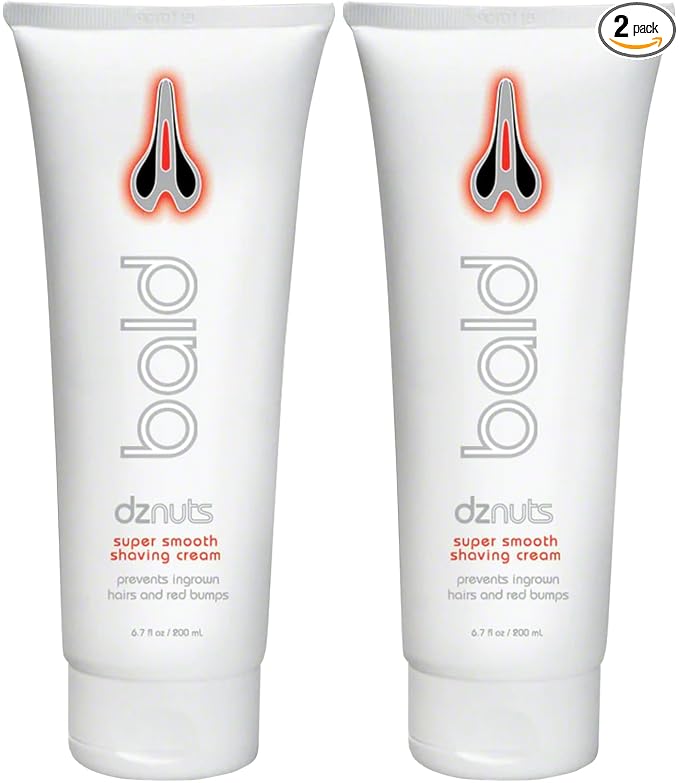 dznuts - Bald Super Smooth Shaving Cream - Prevents Razor Burns, Ingrown Hairs, Cooled and Moisturized Skin - 6.7 fl. oz, 2 Pack