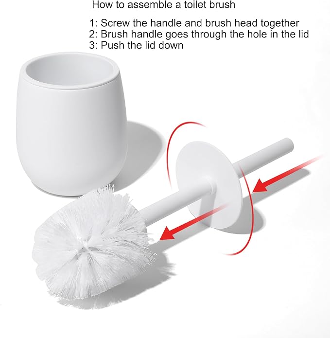GAHEFY White Bathroom Accessories Set with Small Trash Can 3 Liter/0.8 Gallon,Toothbrush Holder,Soap Dispenser,Vanity Tray,Toilet Brush and Holder White 5PCS