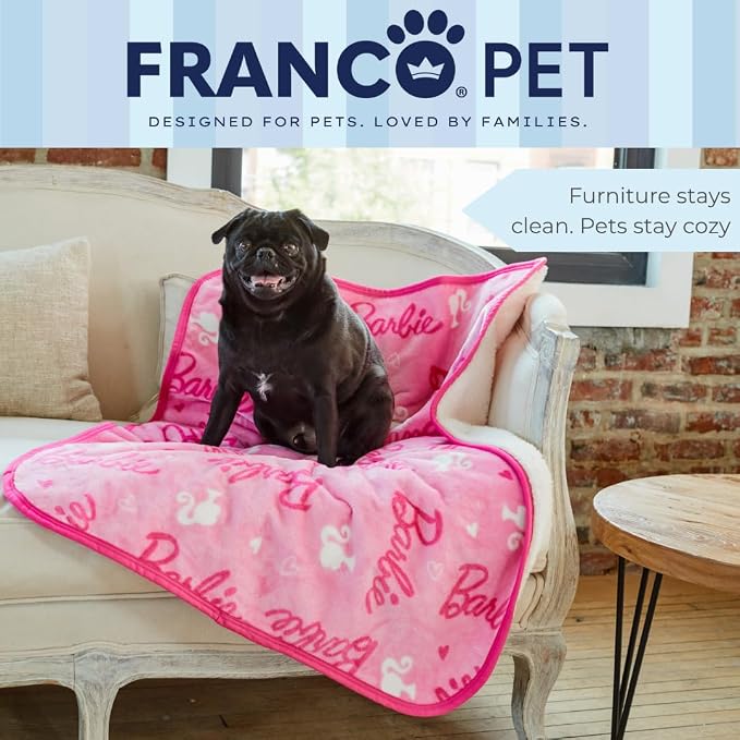 Barbie Waterproof Dog Bed Cover, Large 30x40 Pet Blanket for Furniture Bed Couch Sofa, (Officially Licensed) by Franco