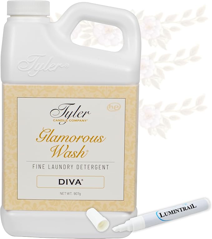 Tyler Glamorous Wash DIVA Fine Laundry Detergent with Stain Remover Pen - DIVA Liquid Detergent Designed for Clothing - Hand and Machine Washable - 32oz (DIVA)