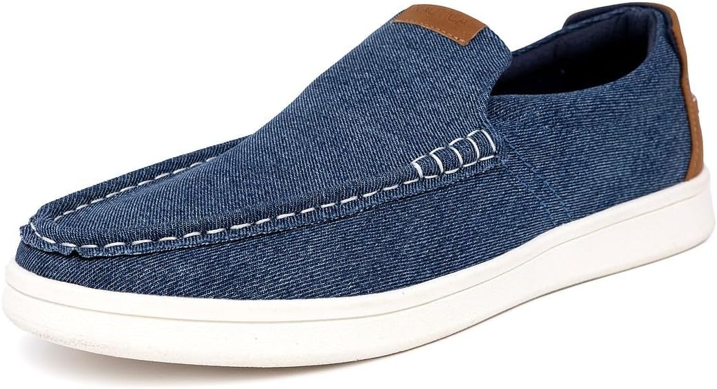 Nautica Men's Slip-On Loafers Casual Moc Toe Sneakers Boat Shoes Slipper for Men – Lightweight & Comfortable - Derwin