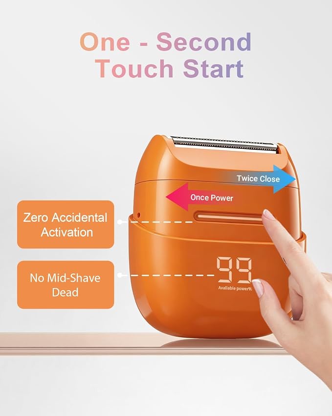 Electric Shaver for Women Waterproof Mini Electric Razors for Women - Cordless Foil Shaver for Hair Removal, Legs, Face, Body, Bikini,Sensitive Skin, Razor for Teen Girls (Orange, Fashion)