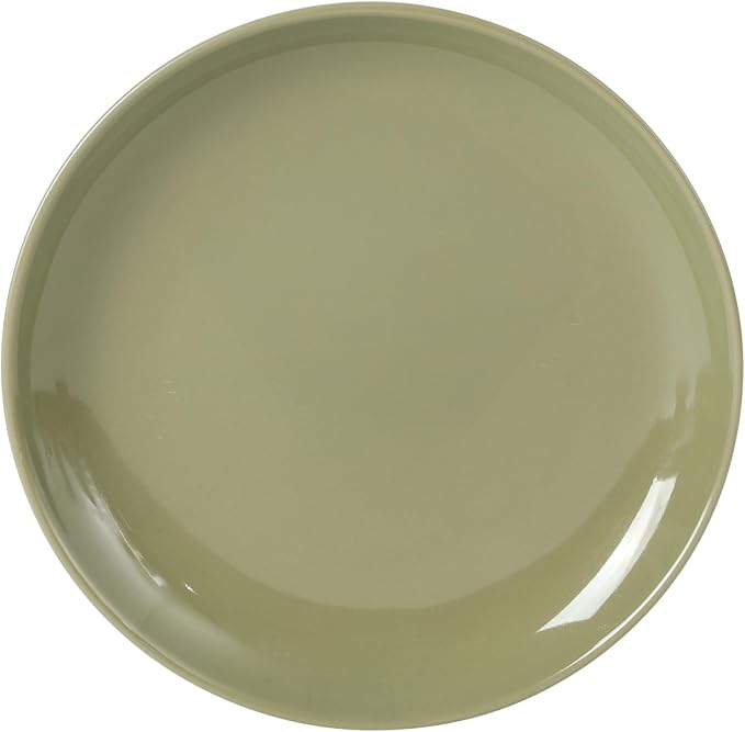 Gibson Home Rockaway 12 Piece Plates and Bowls Matte Outside/Shiny Inside Glaze Service for 4 Dinnerware Set - Green - Dishwasher and Microwave Safe