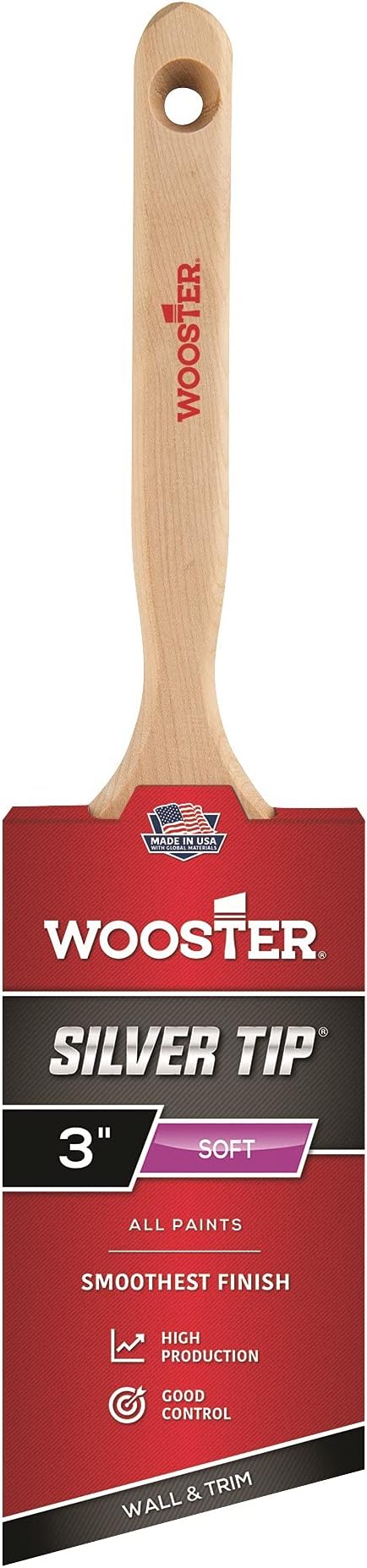 Wooster Brush 5221-3 Silver Tip Angle Sash Paintbrush, 3-Inch, 3 Inch - Set of 4